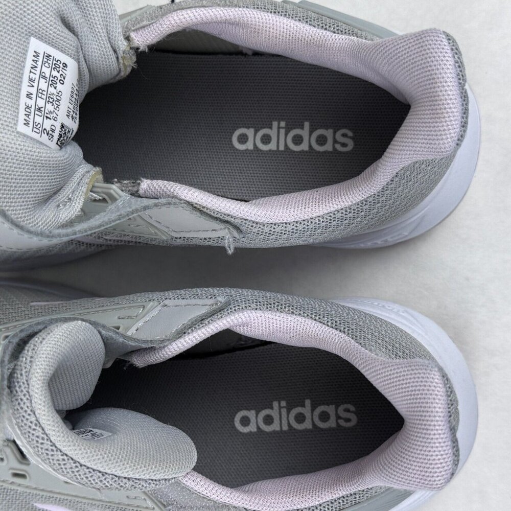 Adidas Cloudfoam Adiwear Sneaker Womens Size 2 Gray Pink White Hook Loop Closure - Picture 7 of 12